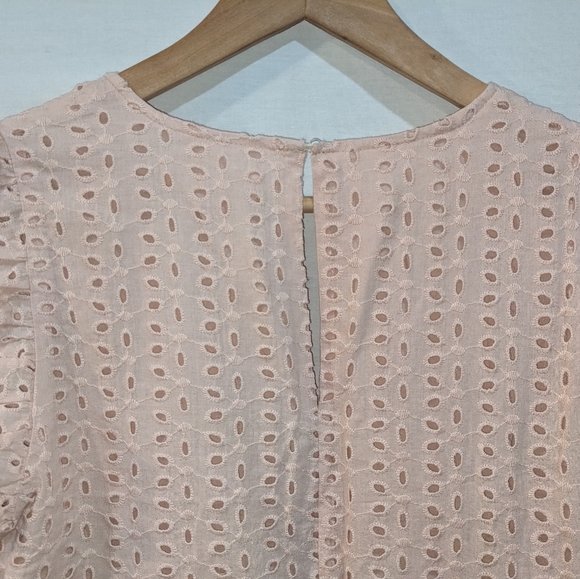 NWT Blush Pink Mustard Seed 100% Cotton Eyelet Babydoll Dress Romper Size M - Picture 8 of 11